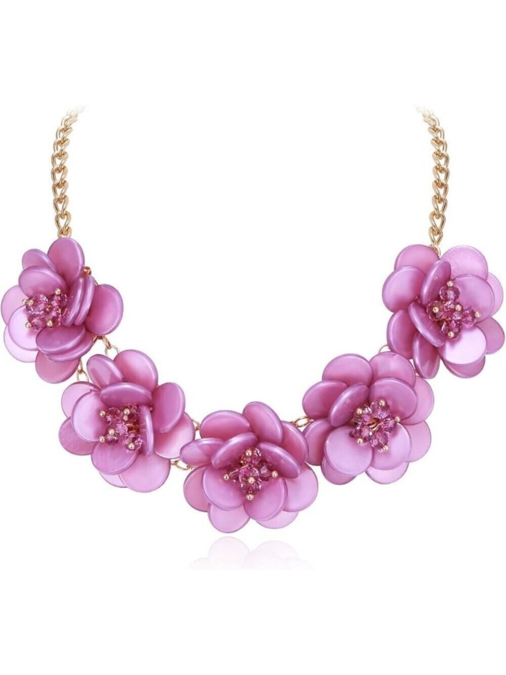 🆕 Women Purple Flower Choker Necklace Summer Beach Collar Bib PromDress Jewelry